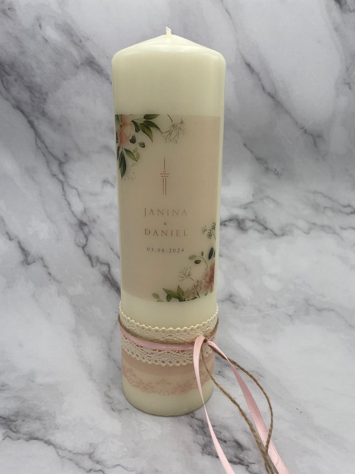 Hochzeitskerze | rosé Rosen