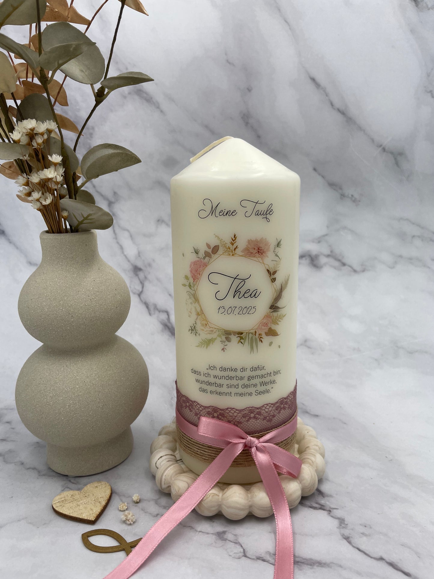 Taufkerze Blumenkranz | Hailey