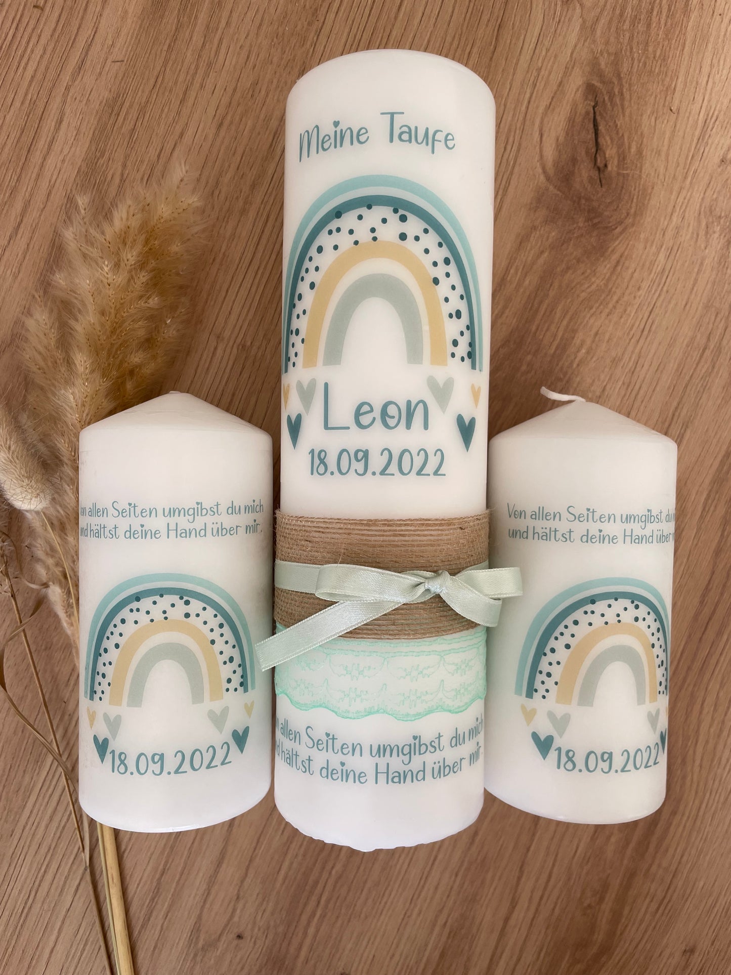Taufkerze Regenbogen Herzen | Valentin
