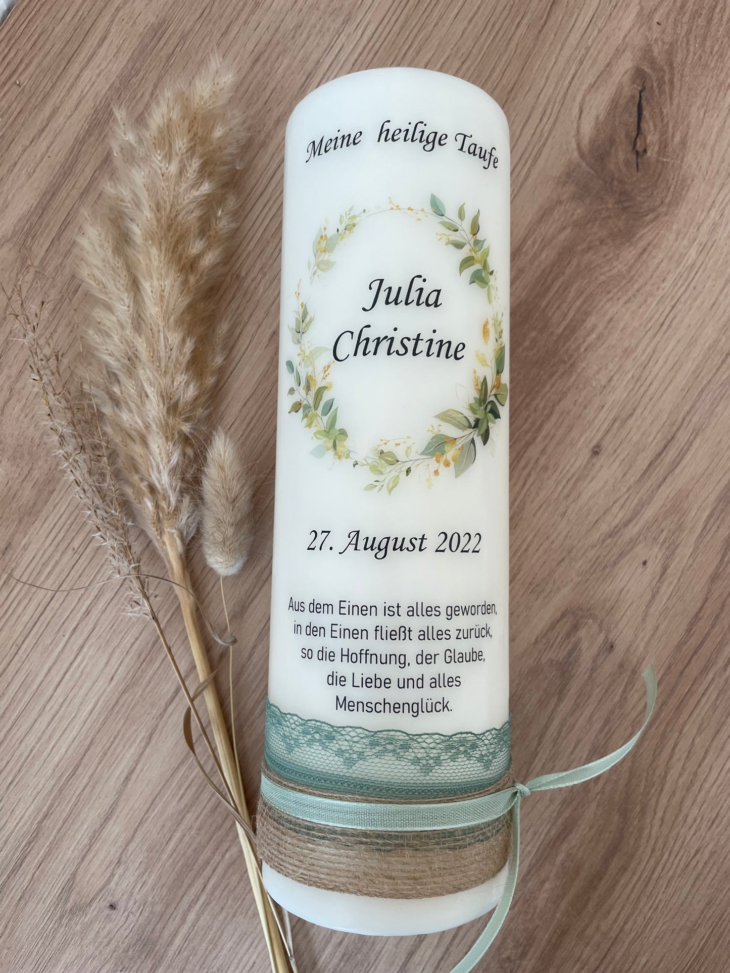 Taufkerze goldener Eukalyptuskranz | Maileen