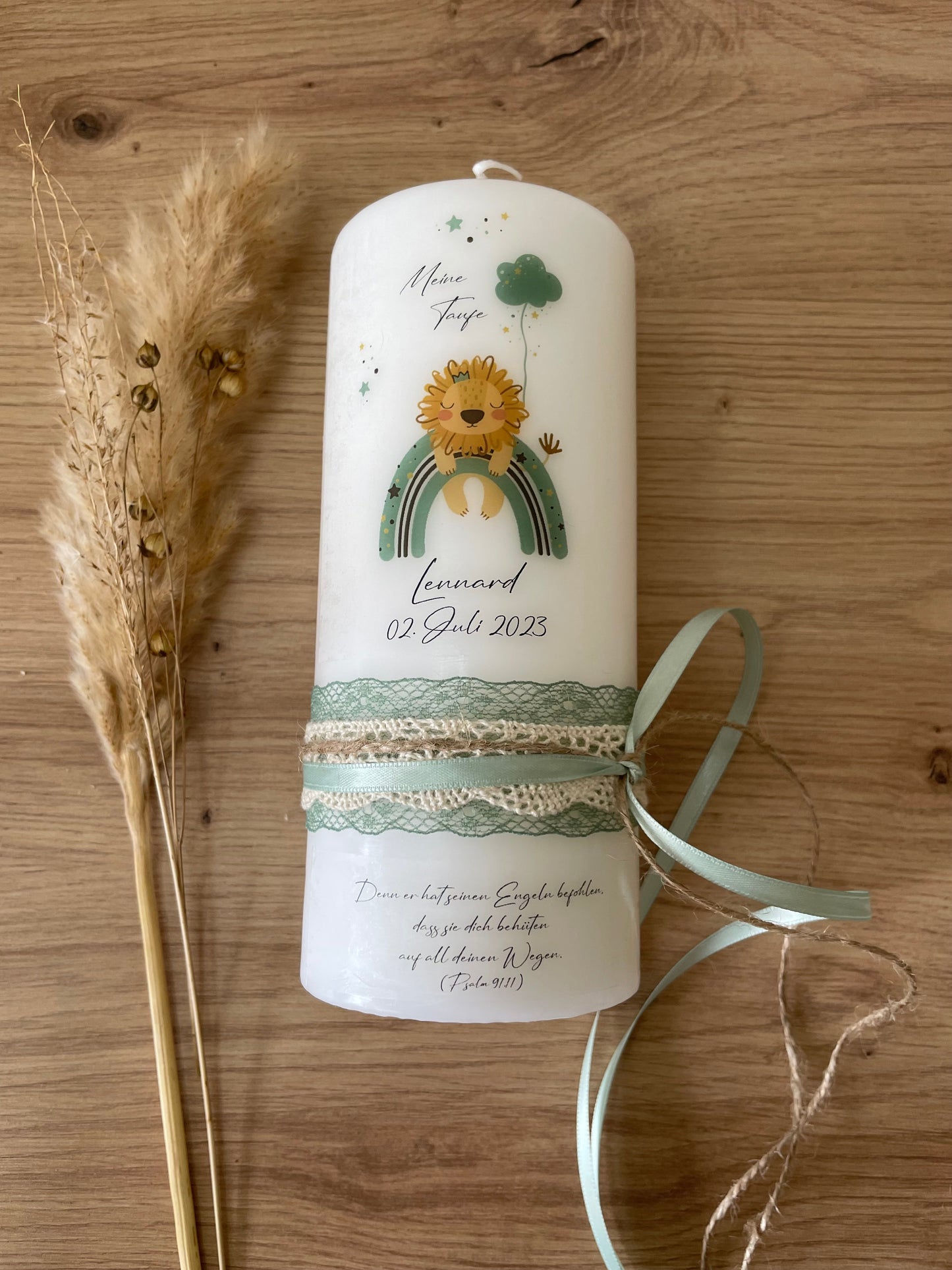 Taufkerze Regenbogen Löwe | Carlos