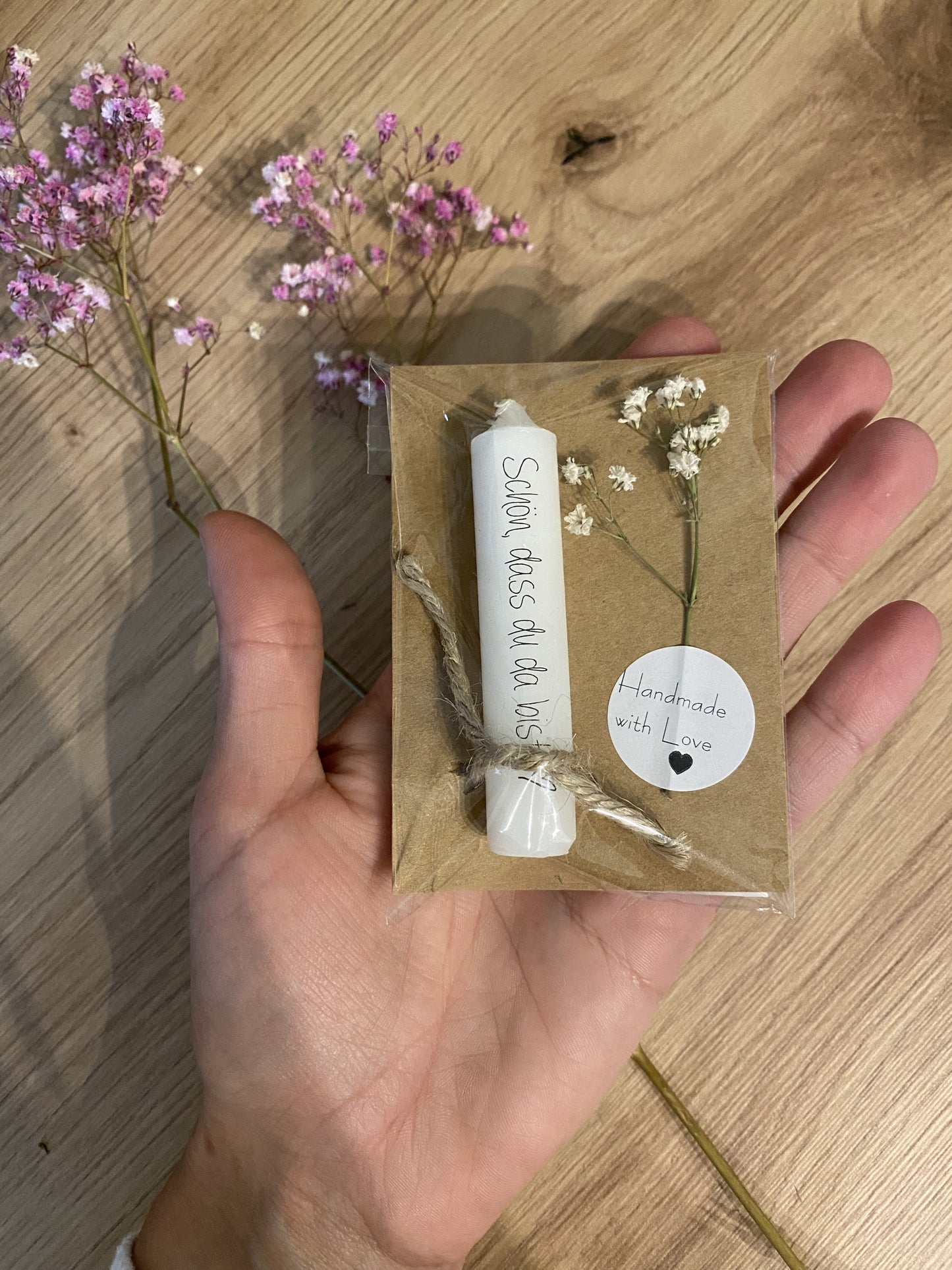 Minikerze Gastgeschenk | Schön, dass du da bist