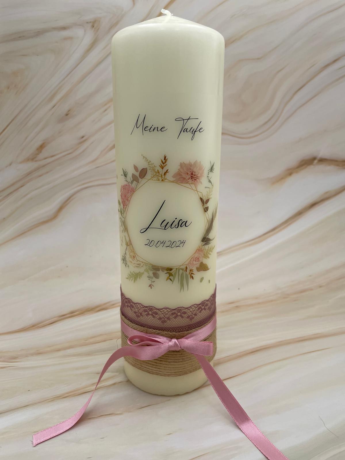 Taufkerze Blumenkranz | Hailey