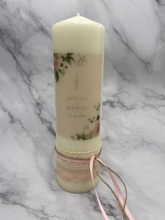 Hochzeitskerze | rosé Rosen