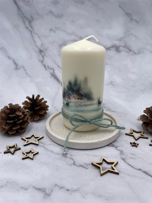 Motivkerze | Winterlandschaft