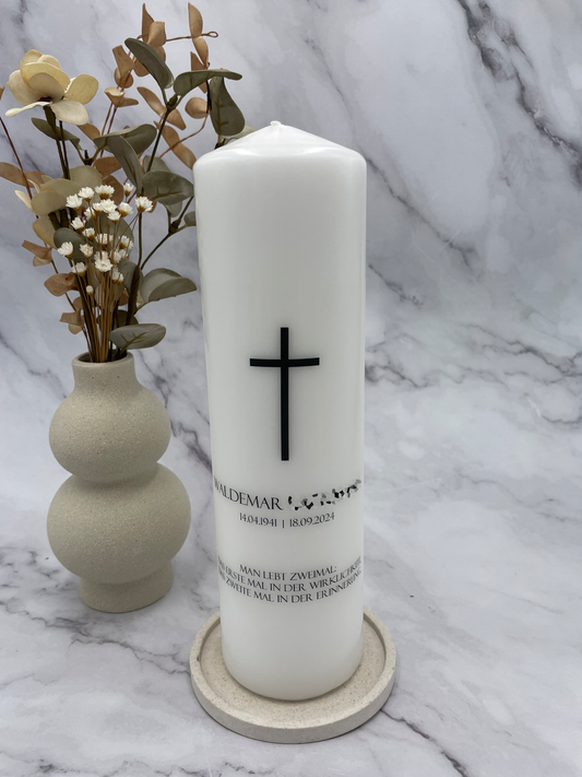 Trauerkerze | schlichtes Kreuz