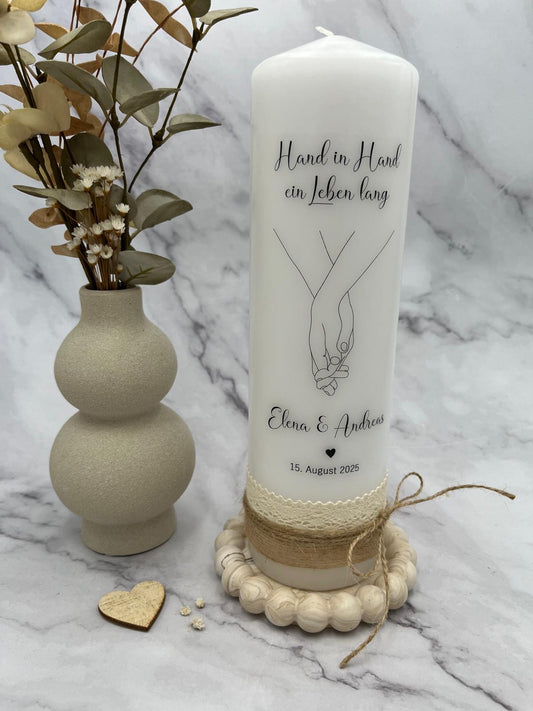 Hochzeitskerze | Hand in Hand