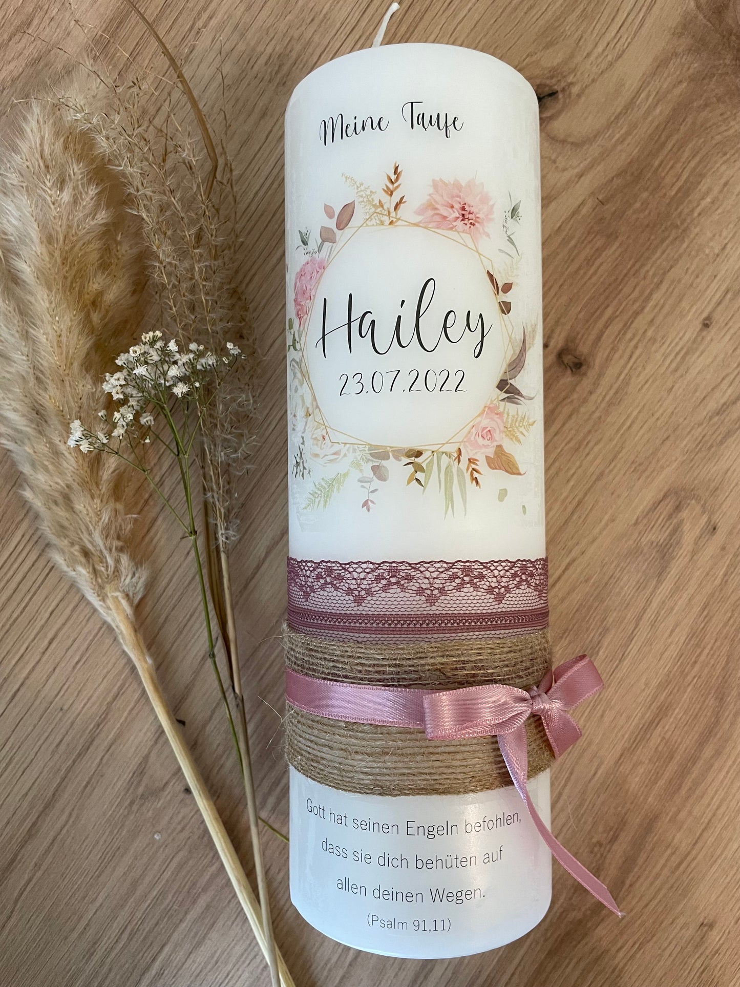 Taufkerze Blumenkranz | Hailey