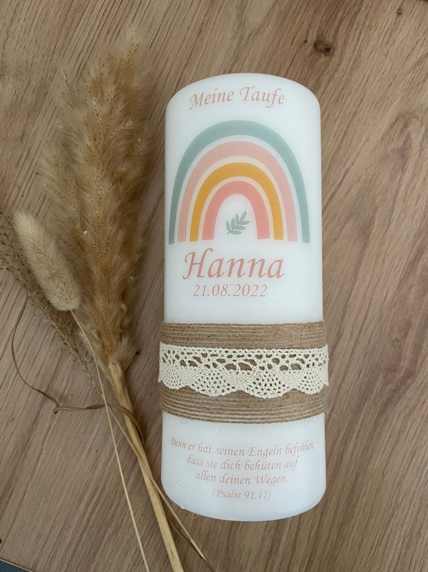 Taufkerze Regenbogen bunt | Hanna