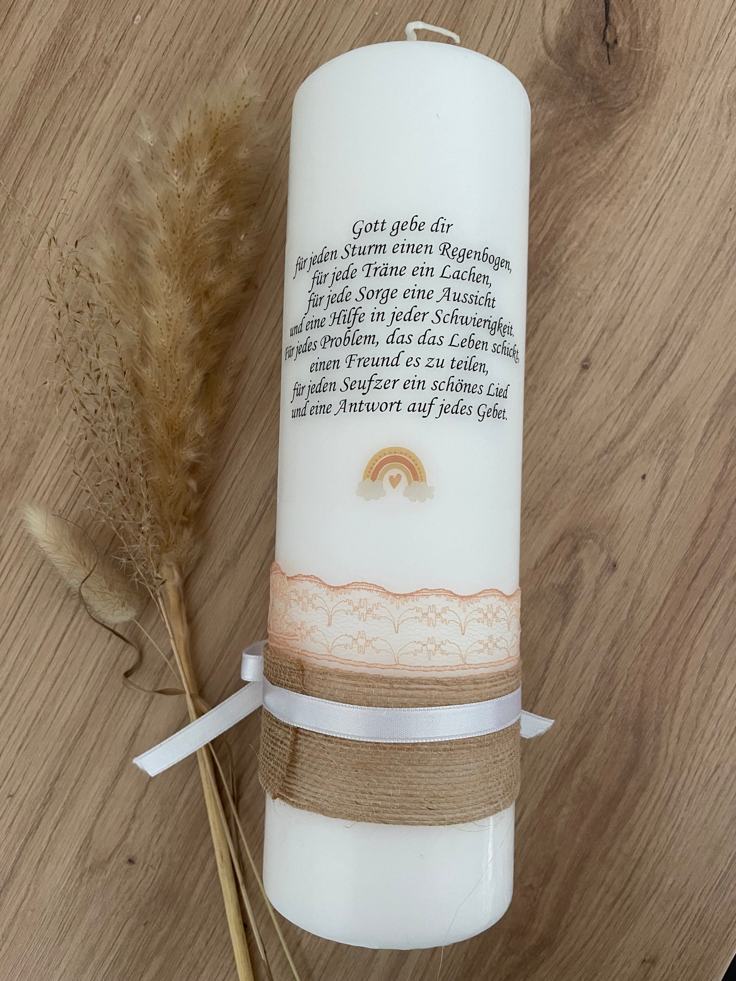 Taufkerze Regenbogen Boho nude | Raphael