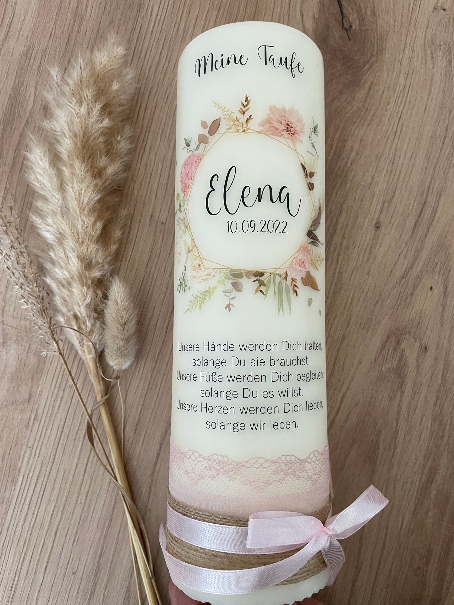 Taufkerze Blumenkranz | Hailey