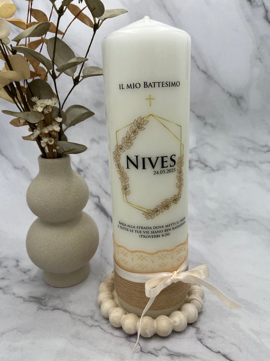 Taufkerze Goldrahmen | Nives