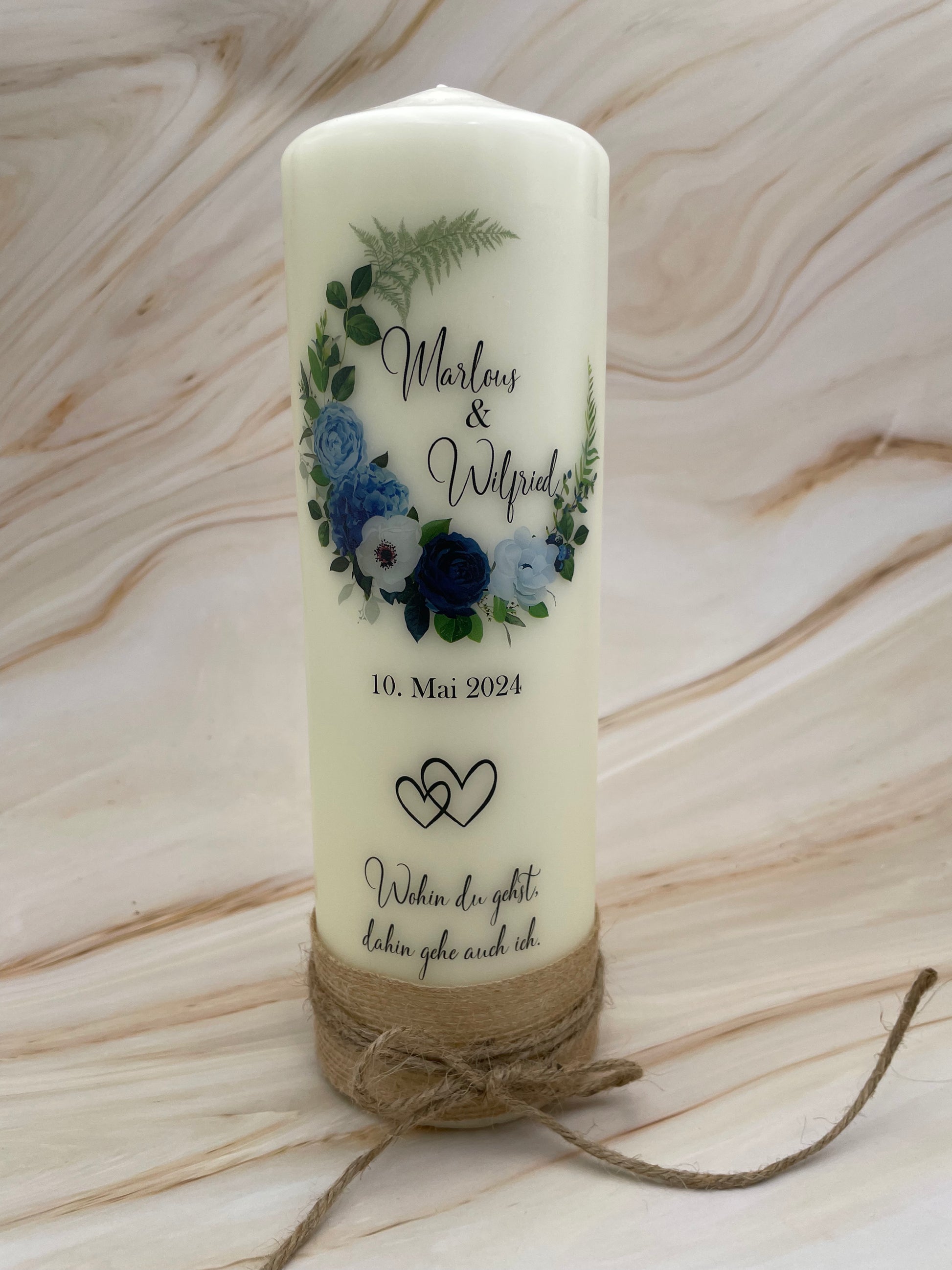 Hochzeitskerze | Rosenkranz blau