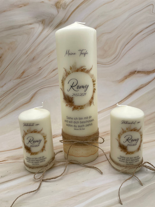 Taufkerze Pampasgrass boho | Romy