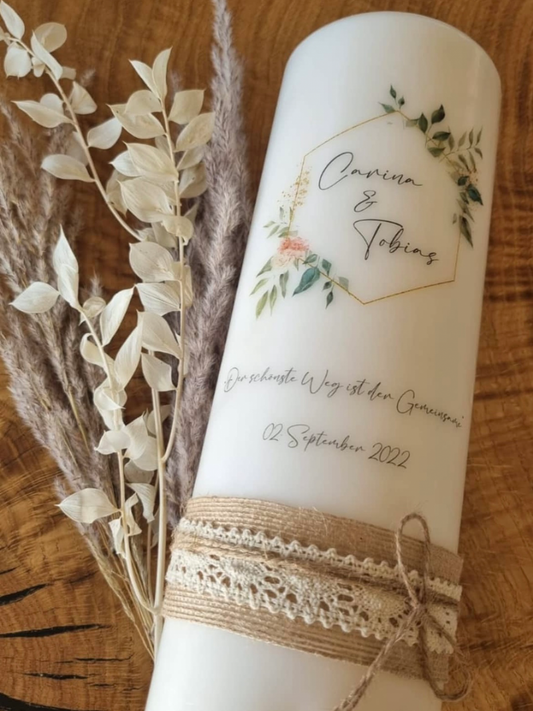 Hochzeitskerze | Eukalyptuskranz