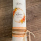 Taufkerze orangener Blumenkranz | Romie