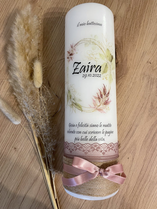 Taufkerze Spitzblumenkranz | Zaira